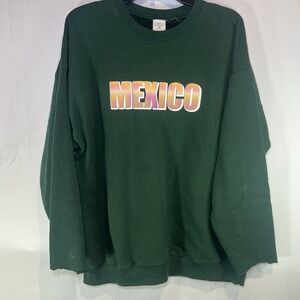Hanes EcoSmart Unisex Fleece Sweatshirt XL Mexico Travel Tshirt Cropped Sleeves